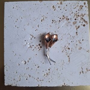 Elegant Copper and Silver Calla Lily Brooch- Vintage